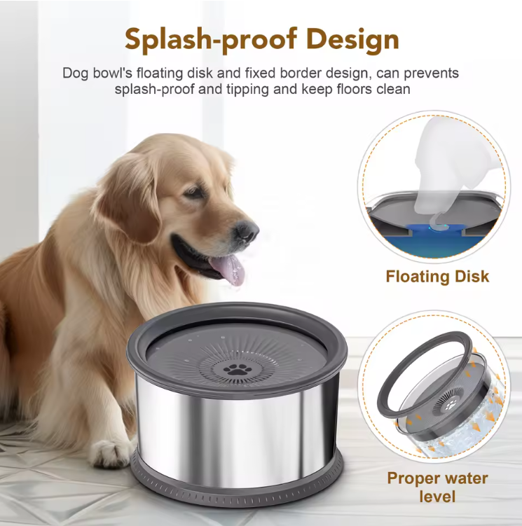 The Nurtura Bowl: Stainless Steel 1.6 Gallon No-Splash Slow Sip Dog Water Bowl