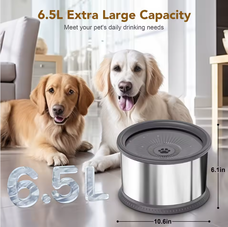 The Nurtura Bowl: Stainless Steel 1.6 Gallon No-Splash Slow Sip Dog Water Bowl